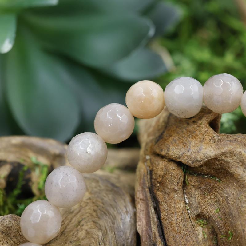 Faceted Unisex Gemstone Power Bracelets || Peach Moonstone-Nature's Treasures