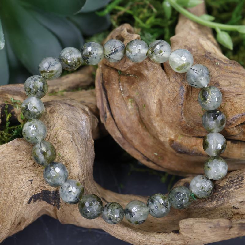 Faceted Unisex Gemstone Power Bracelets || Prehnite-Nature's Treasures
