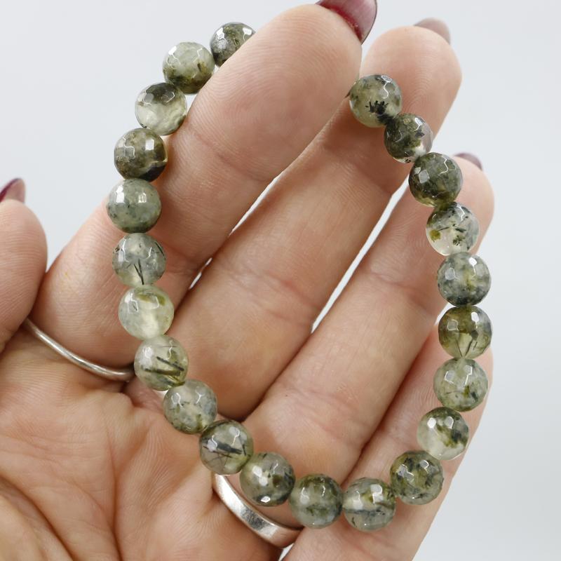 Faceted Unisex Gemstone Power Bracelets || Prehnite-Nature's Treasures
