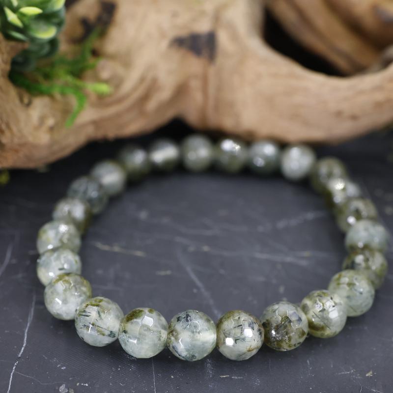 Faceted Unisex Gemstone Power Bracelets || Prehnite-Nature's Treasures