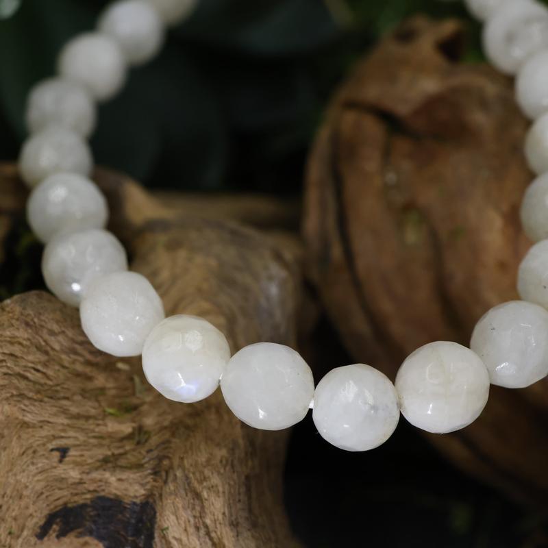 Faceted Unisex Gemstone Power Bracelets || Rainbow Moonstone-Nature's Treasures