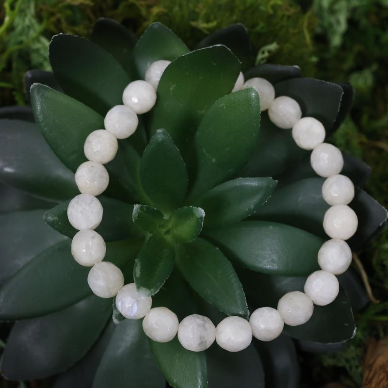 Faceted Unisex Gemstone Power Bracelets || Rainbow Moonstone-Nature's Treasures