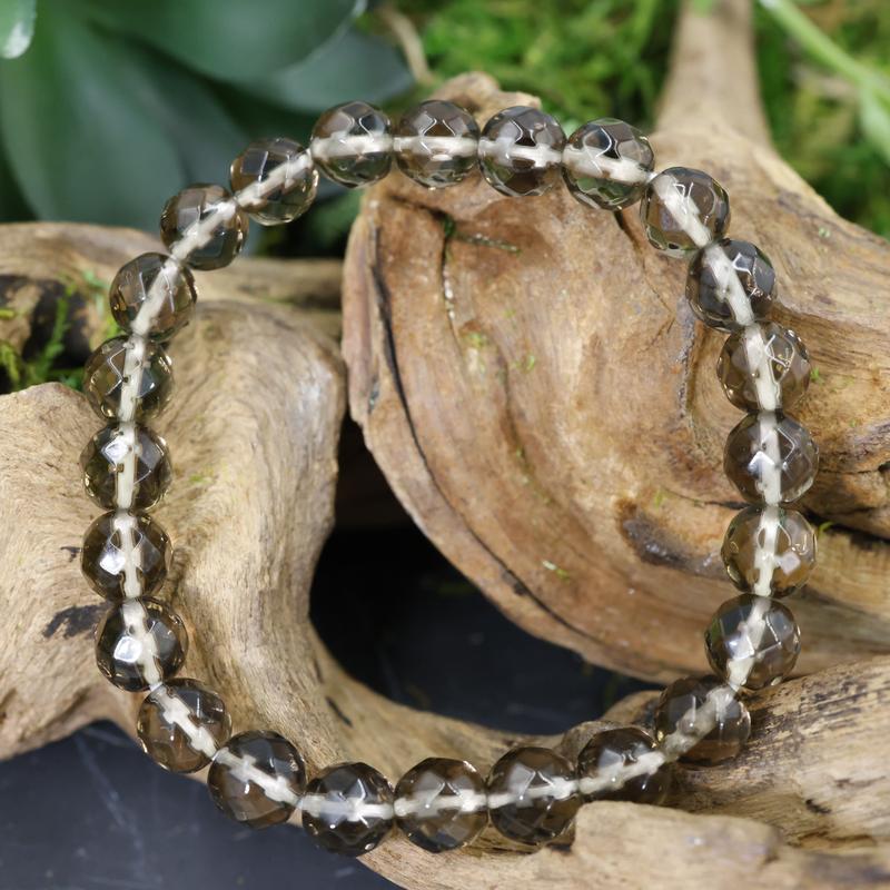 Faceted Unisex Gemstone Power Bracelets || Smoky Quartz-Nature's Treasures