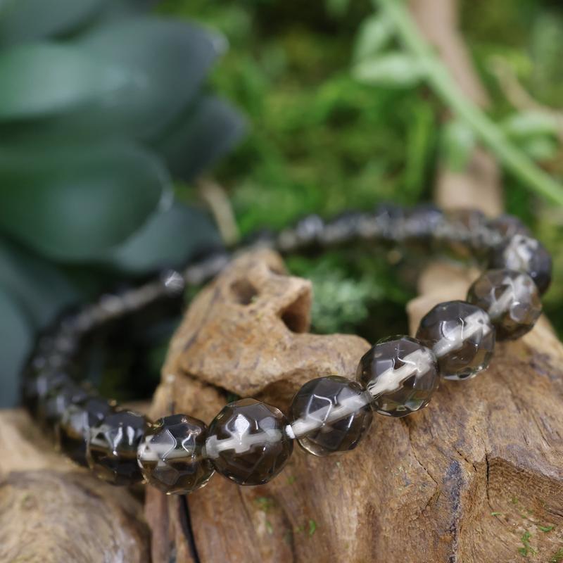 Faceted Unisex Gemstone Power Bracelets || Smoky Quartz-Nature's Treasures
