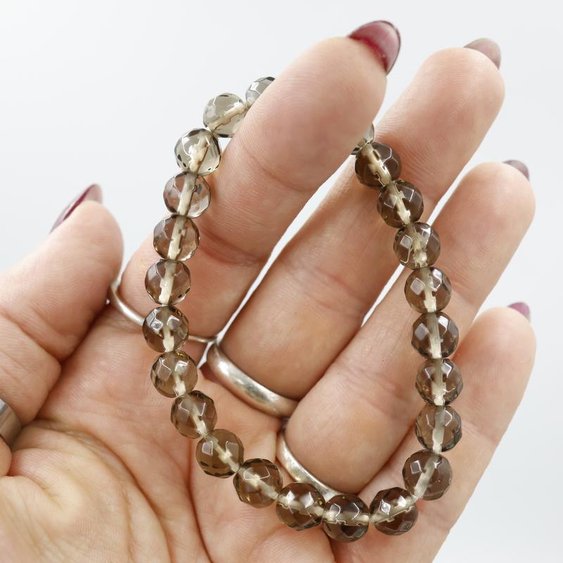 Faceted Unisex Gemstone Power Bracelets || Smoky Quartz-Nature's Treasures