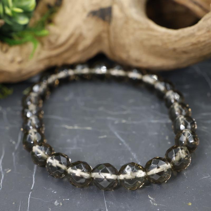 Faceted Unisex Gemstone Power Bracelets || Smoky Quartz