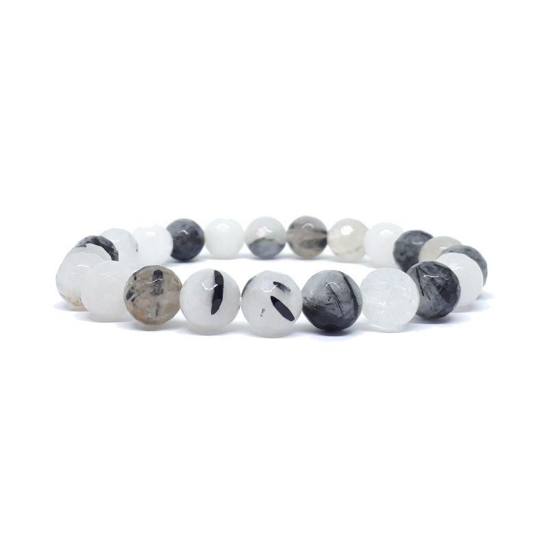 Faceted Unisex Gemstone Power Bracelets || Tourmalinated Quartz-Nature's Treasures