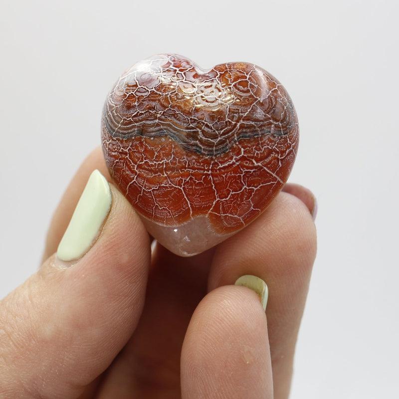 Fire Agate Pocket Heart 30mm-Nature's Treasures