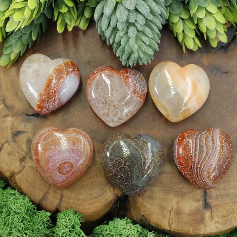 Fire Agate Pocket Heart 30mm-Nature's Treasures