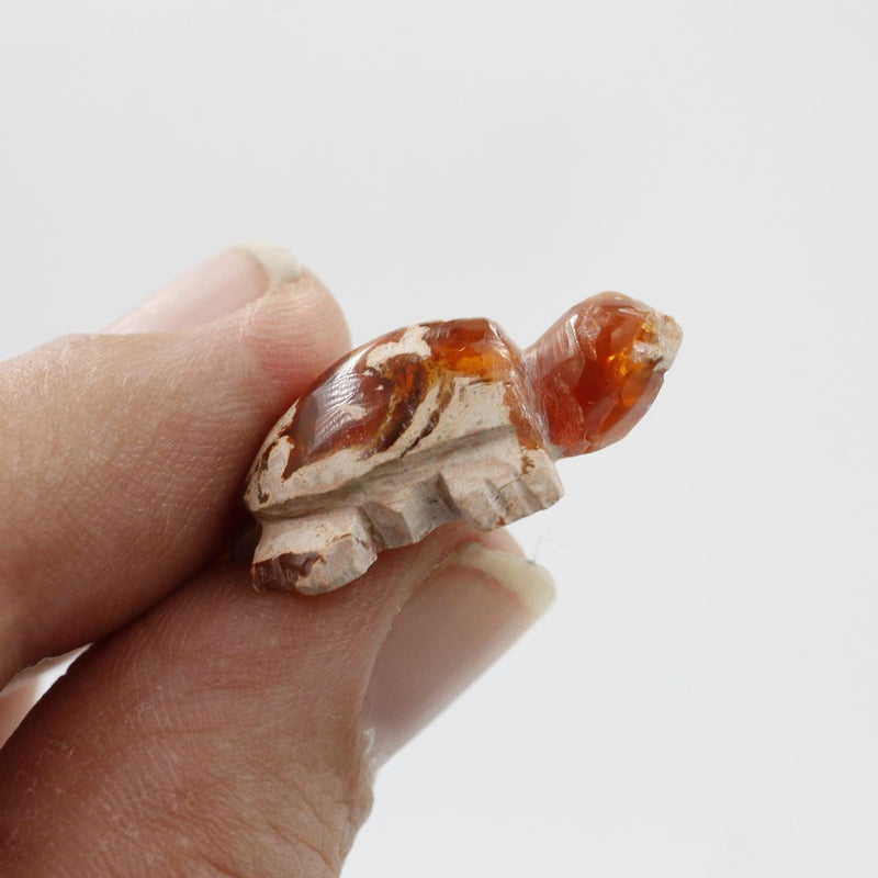 Fire Opal Turtle Carving || Passion, Creativity || Chihuahua, Mexico-Nature's Treasures