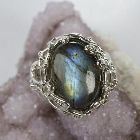 Garden Vine Labradorite Ring || .925 Sterling Silver-Nature's Treasures