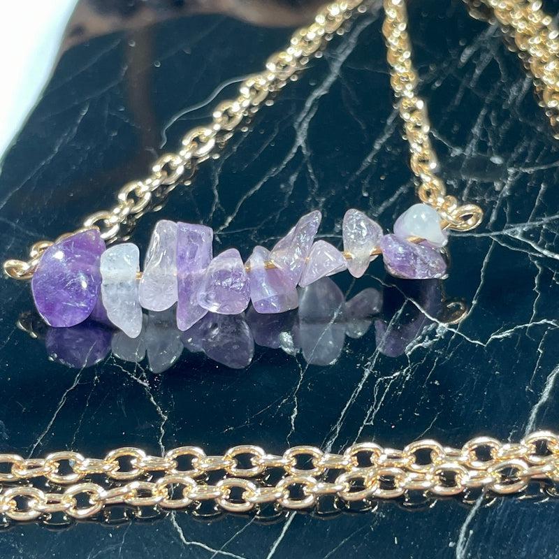 Gemstone Chip Chain Necklace || Gold Plated 18"-Nature's Treasures