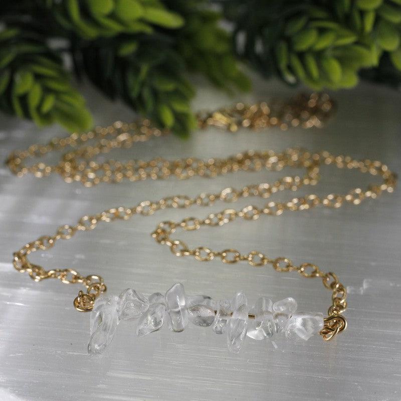 Gemstone Chip Chain Necklace || Gold Plated 18"-Nature's Treasures