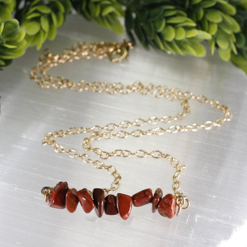 Gemstone Chip Chain Necklace || Gold Plated 18"-Nature's Treasures