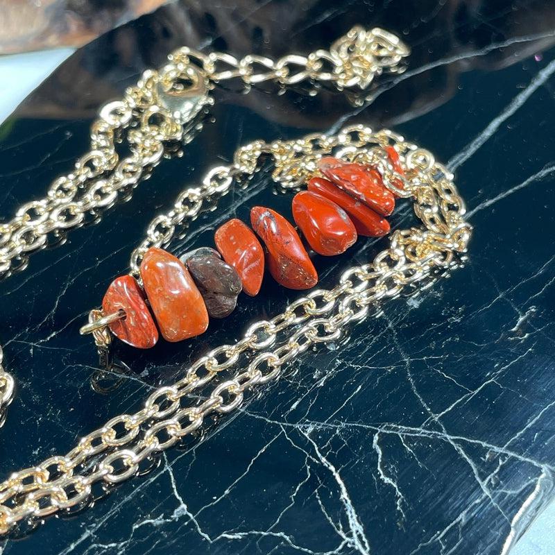 Gemstone Chip Chain Necklace || Gold Plated 18"-Nature's Treasures