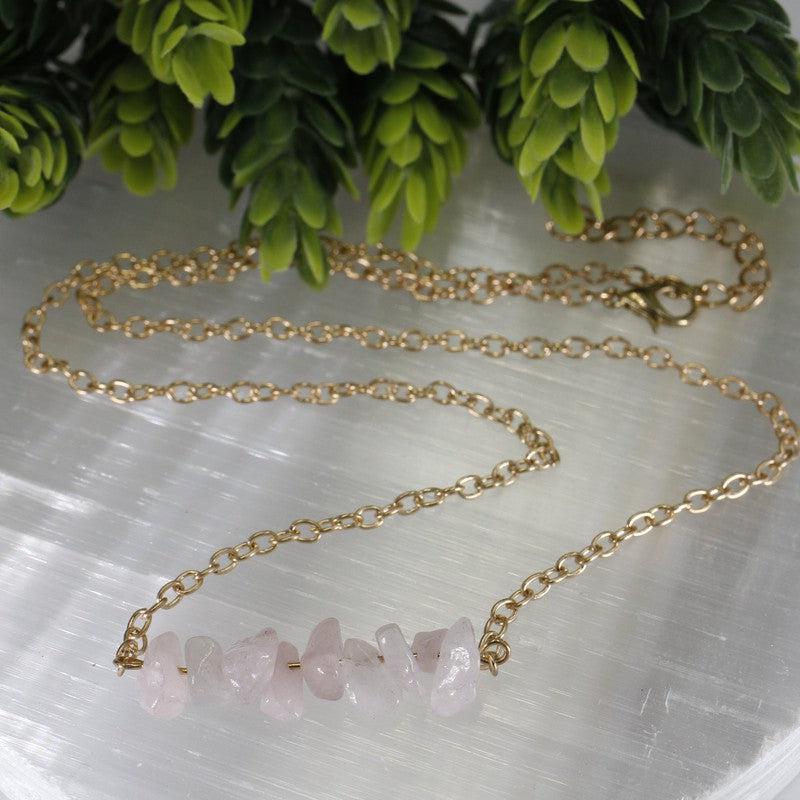 Gemstone Chip Chain Necklace || Gold Plated 18"-Nature's Treasures