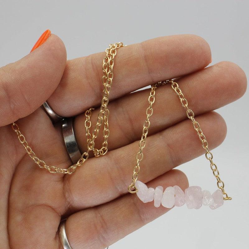 Gemstone Chip Chain Necklace || Gold Plated 18"-Nature's Treasures