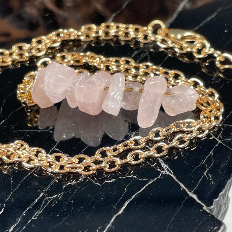 Gemstone Chip Chain Necklace || Gold Plated 18"-Nature's Treasures