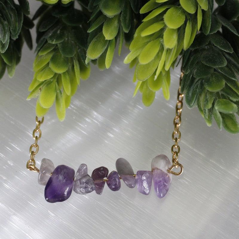 Gemstone Chip Chain Necklace || Gold Plated 18"-Nature's Treasures