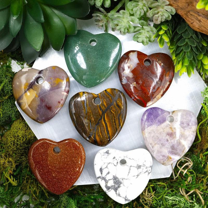 Gemstone Drilled Flat Heart Pendants || Jewelry Making-Nature's Treasures