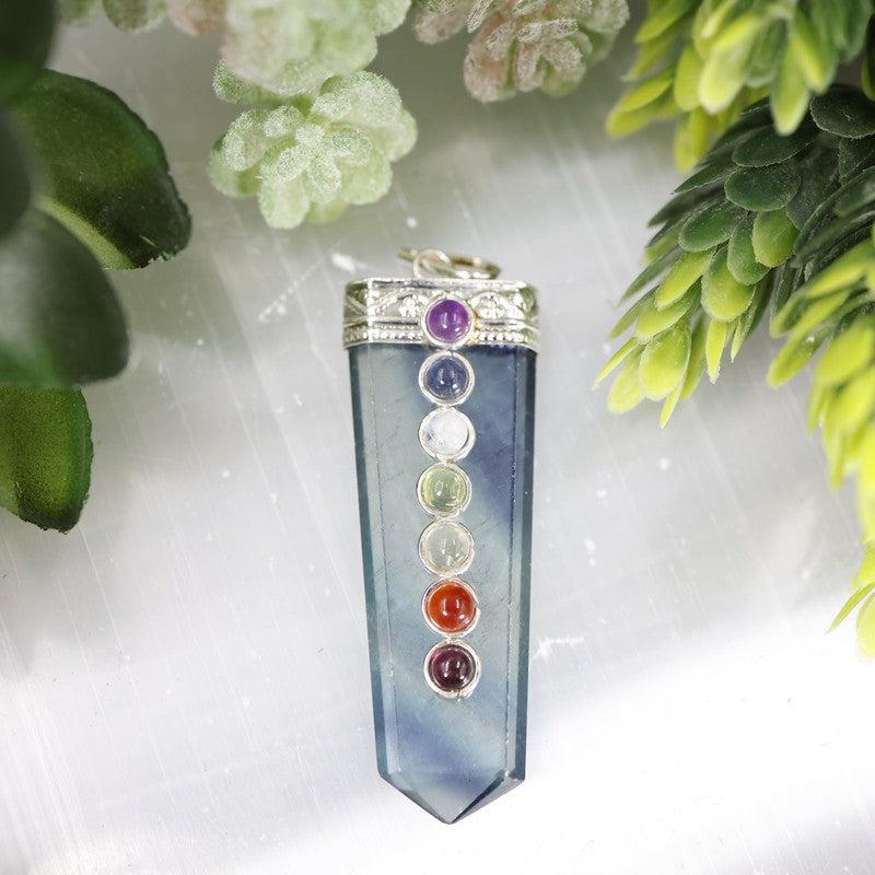 Gemstone Obelisk Fluorite Chakra Pendants-Nature's Treasures