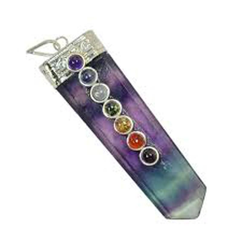 Gemstone Obelisk Fluorite Chakra Pendants-Nature's Treasures