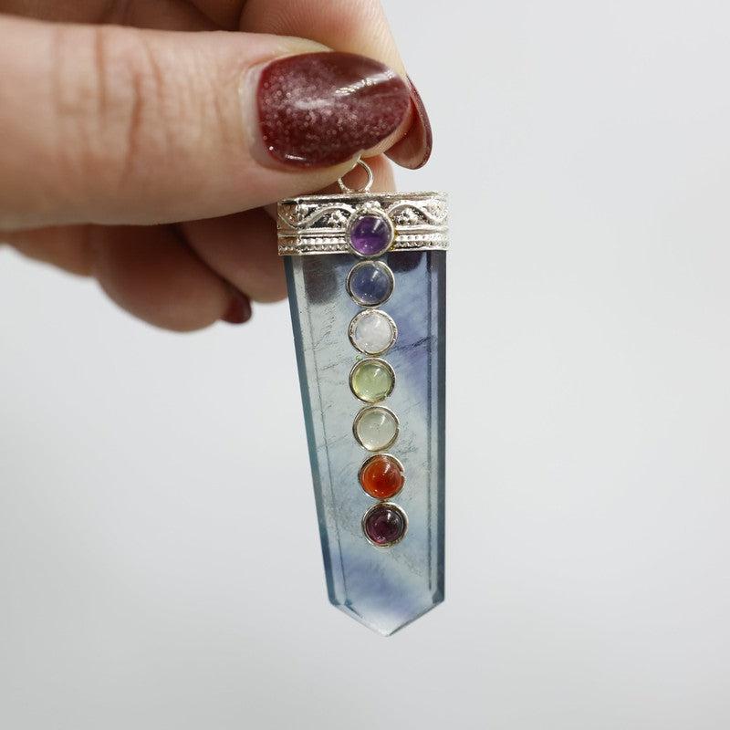 Gemstone Obelisk Fluorite Chakra Pendants-Nature's Treasures