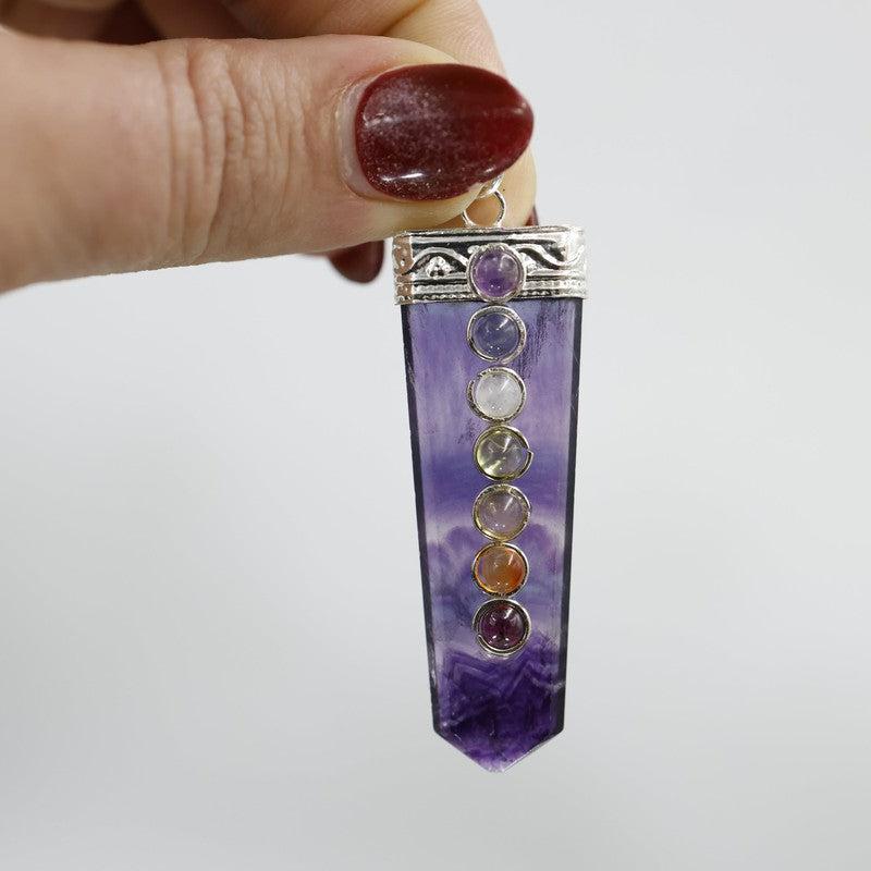 Gemstone Obelisk Fluorite Chakra Pendants-Nature's Treasures