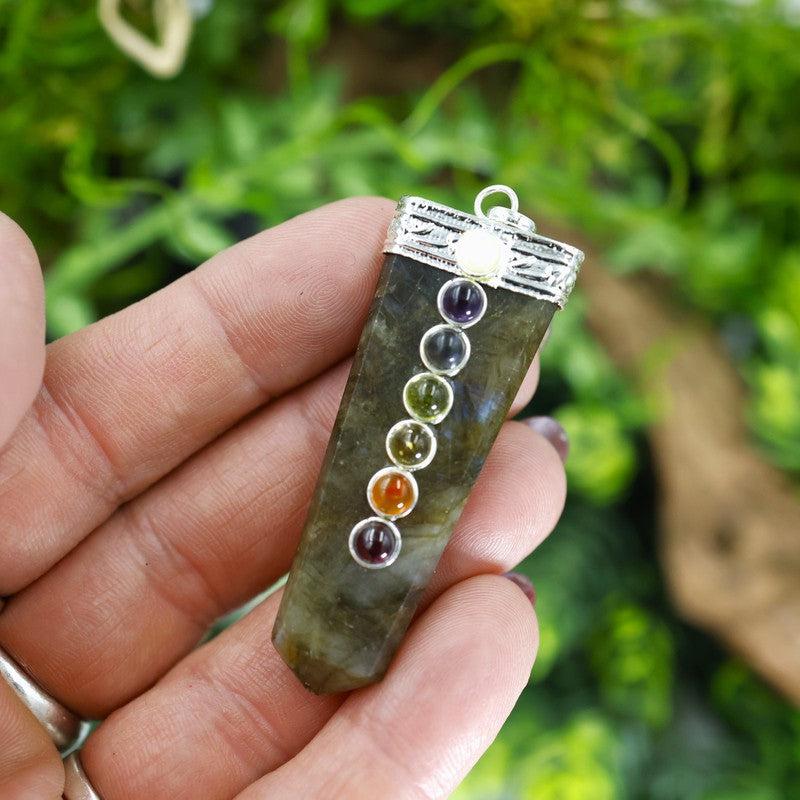 Gemstone Obelisk Labradorite Chakra Pendants-Nature's Treasures