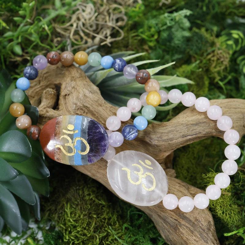 Gemstone Om Symbol Power Bracelets-Nature's Treasures