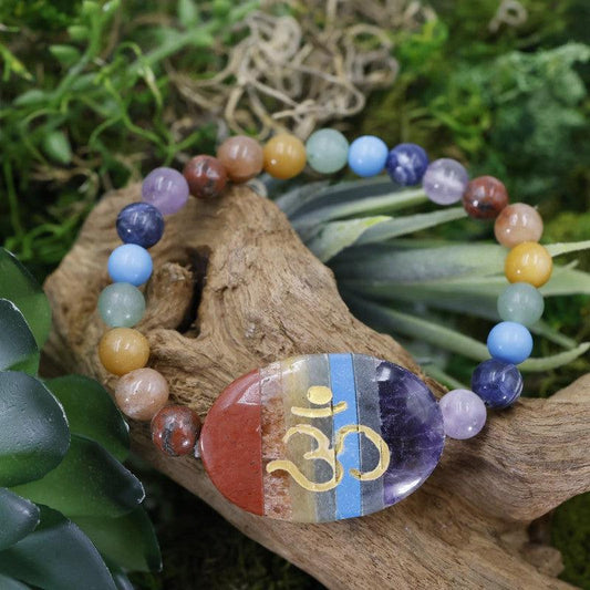 Gemstone Om Symbol Power Bracelets-Nature's Treasures