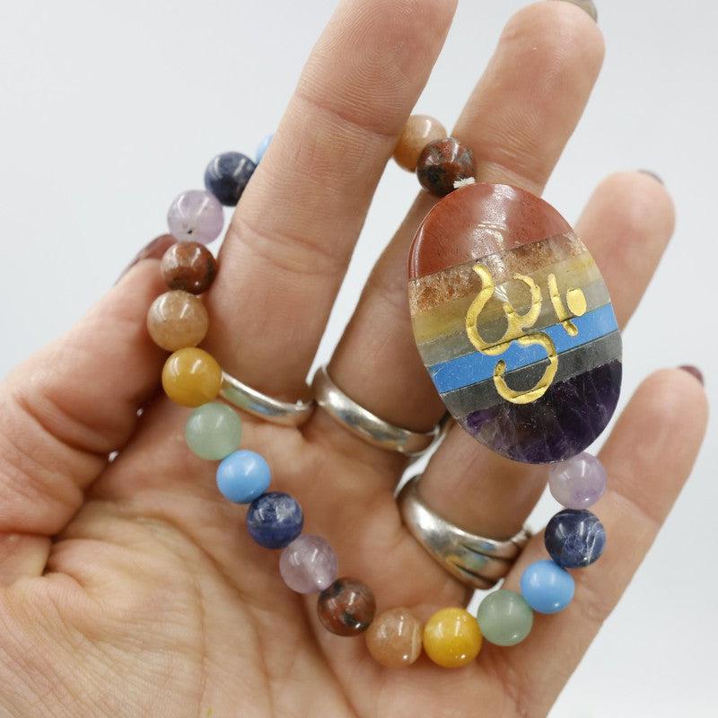 Gemstone Om Symbol Power Bracelets-Nature's Treasures