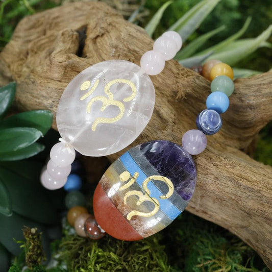 Gemstone Om Symbol Power Bracelets-Nature's Treasures