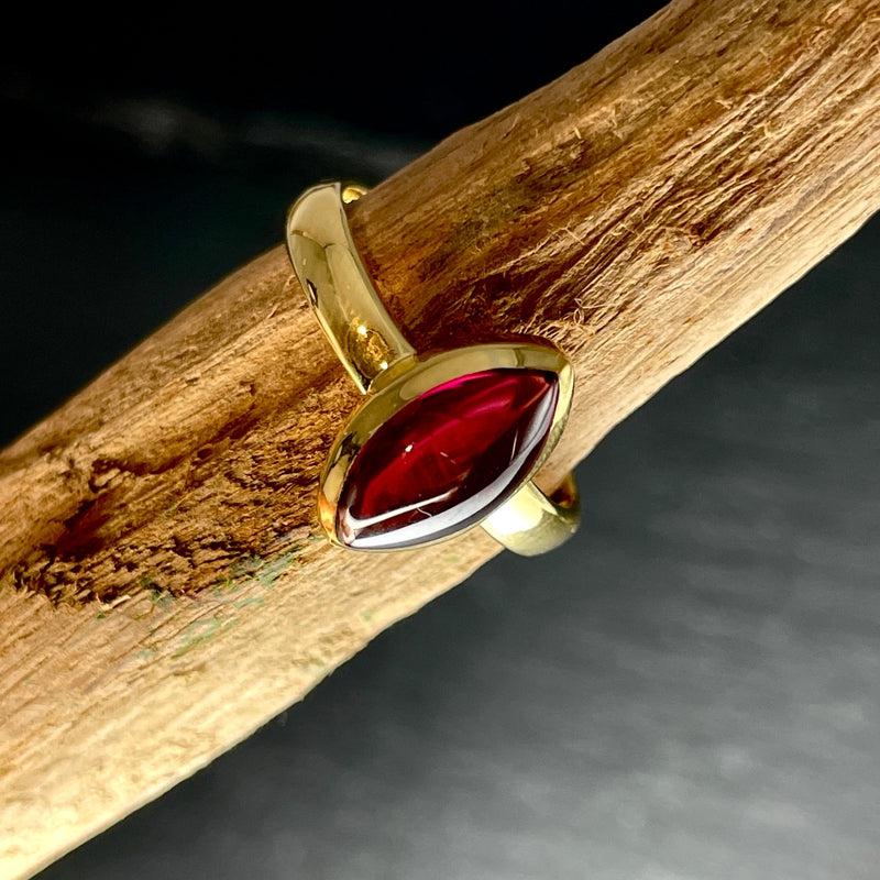 Gemy Red Garnet Ring ||14K Vermeil Yellow Gold || Sri Lanka-Nature's Treasures