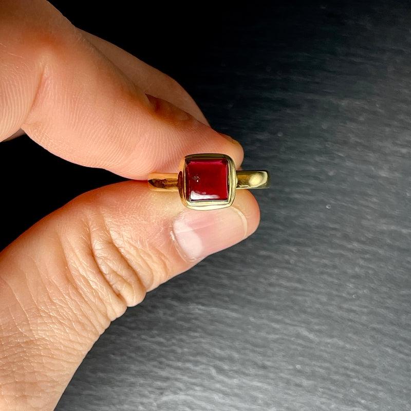 Gemy Red Garnet Ring ||14K Vermeil Yellow Gold || Sri Lanka-Nature's Treasures