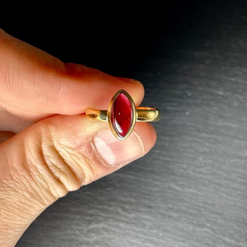 Gemy Red Garnet Ring ||14K Vermeil Yellow Gold || Sri Lanka-Nature's Treasures