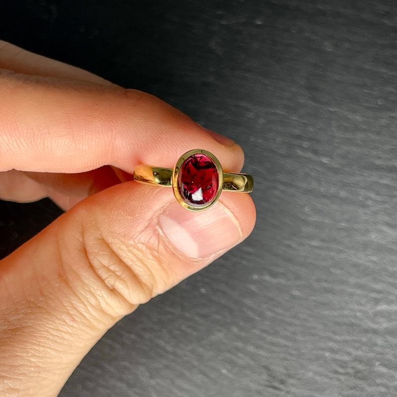 Gemy Red Garnet Ring ||14K Vermeil Yellow Gold || Sri Lanka-Nature's Treasures