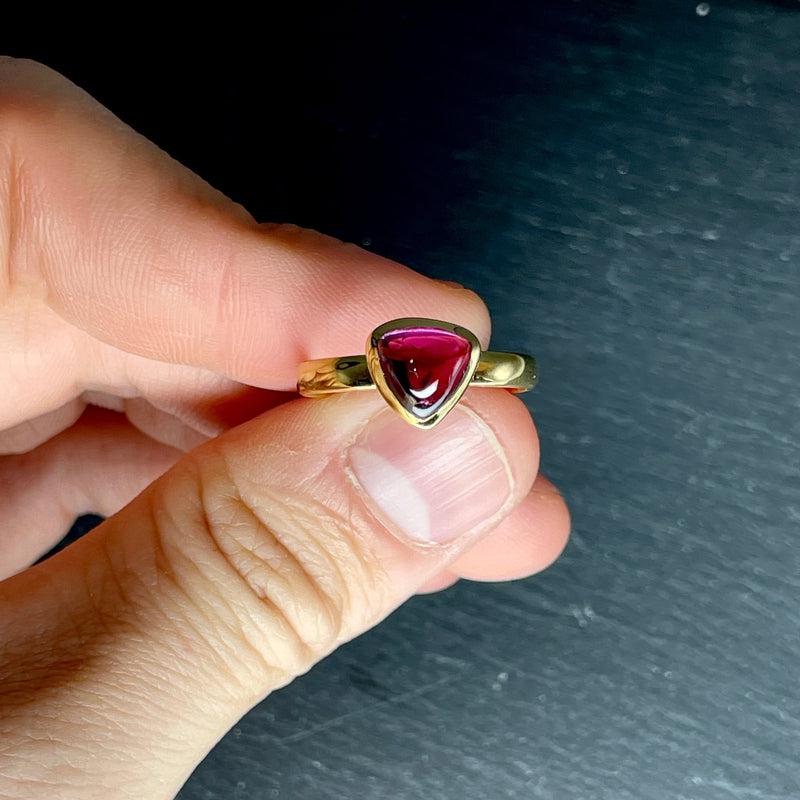 Gemy Red Garnet Ring ||14K Vermeil Yellow Gold || Sri Lanka-Nature's Treasures