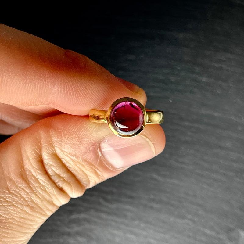 Gemy Red Garnet Ring ||14K Vermeil Yellow Gold || Sri Lanka-Nature's Treasures