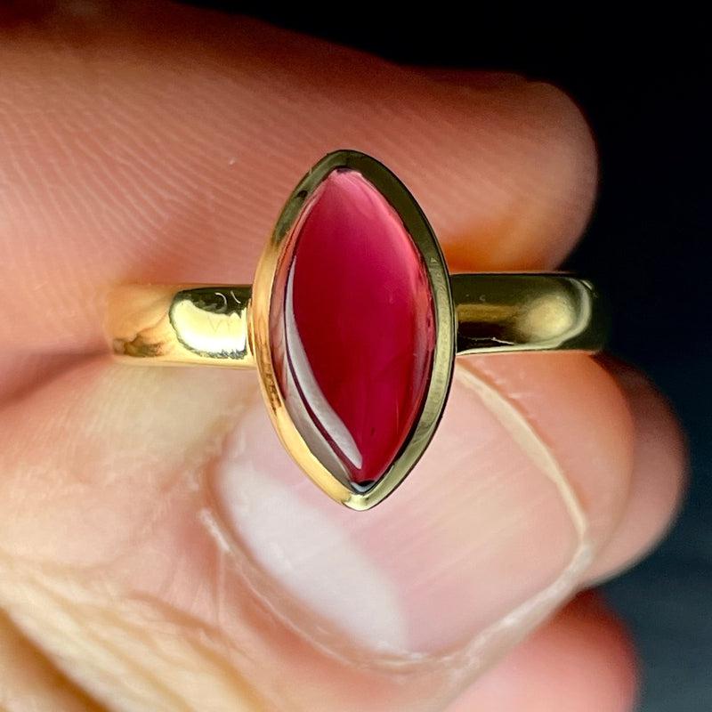 Gemy Red Garnet Ring ||14K Vermeil Yellow Gold || Sri Lanka-Nature's Treasures