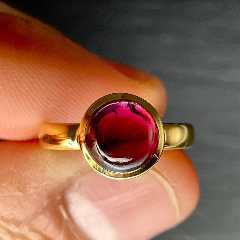 Gemy Red Garnet Ring ||14K Vermeil Yellow Gold || Sri Lanka-Nature's Treasures