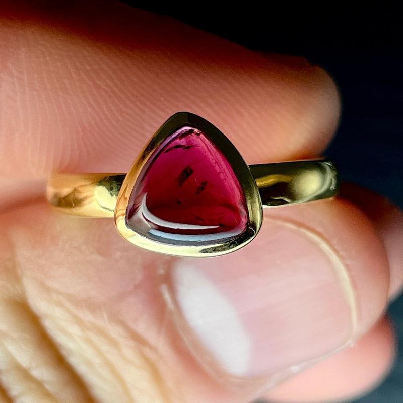 Gemy Red Garnet Ring ||14K Vermeil Yellow Gold || Sri Lanka-Nature's Treasures