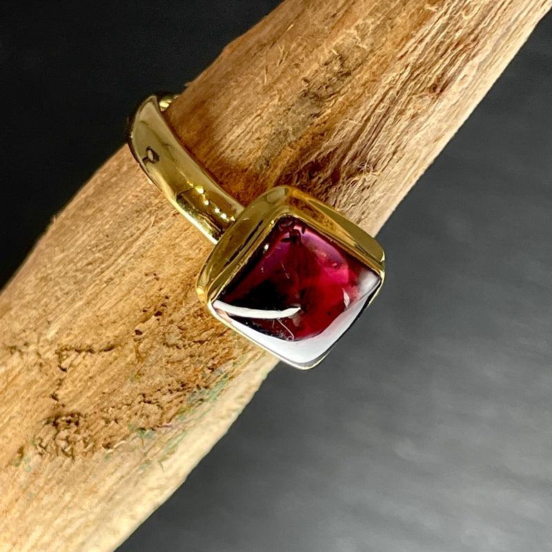 Gemy Red Garnet Ring ||14K Vermeil Yellow Gold || Sri Lanka-Nature's Treasures