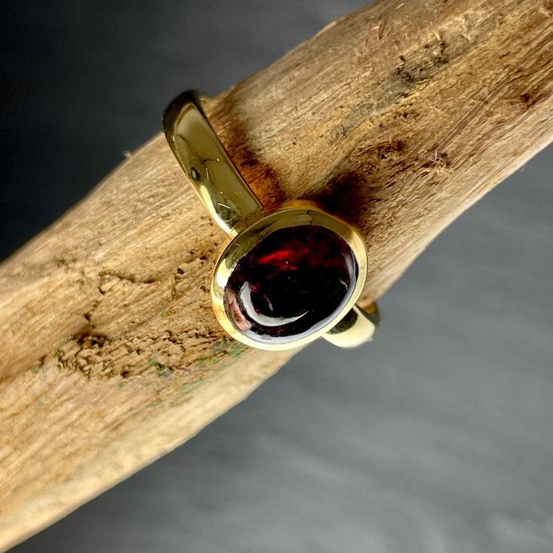 Gemy Red Garnet Ring ||14K Vermeil Yellow Gold || Sri Lanka-Nature's Treasures