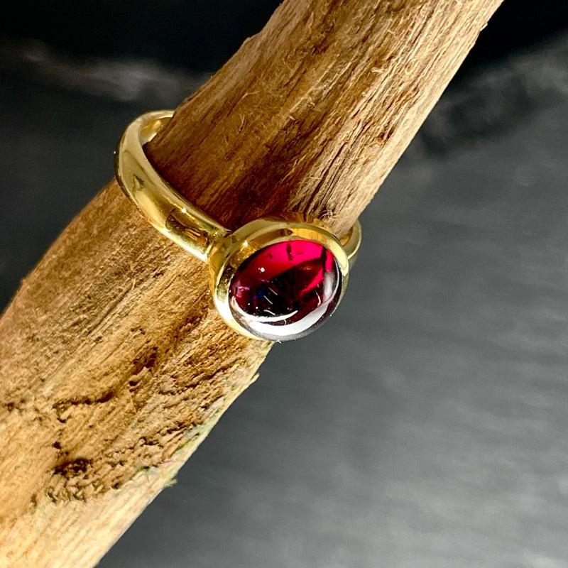 Gemy Red Garnet Ring ||14K Vermeil Yellow Gold || Sri Lanka-Nature's Treasures