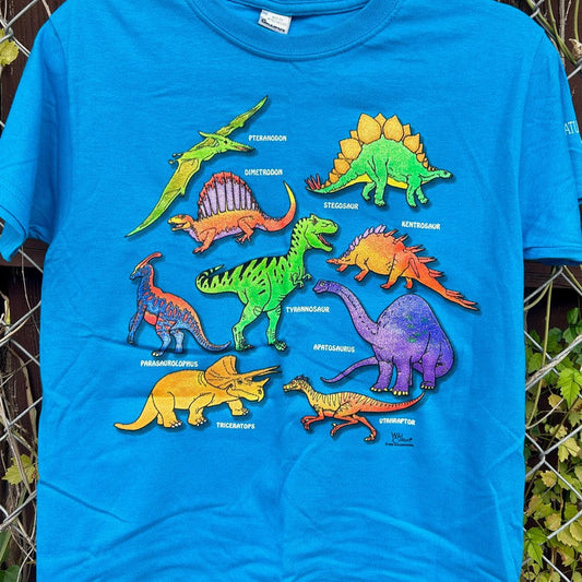 Glitter Dinosaur Friends & Names Kid's T-Shirts w/ Nature's Treasures-Nature's Treasures