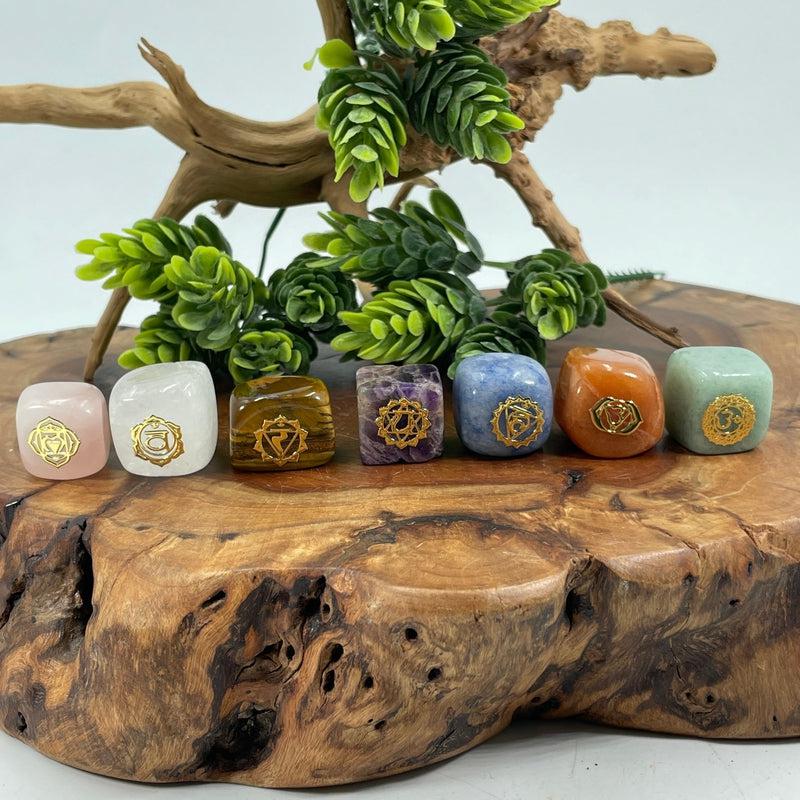 Gold Plated Chakra Symbols Stone Set | Chakra Beginners, Reiki Healers-Nature's Treasures