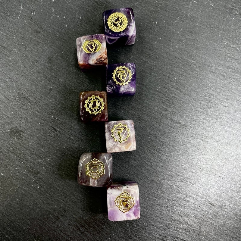 Gold Plated Chakra Symbols Stone Set | Chakra Beginners, Reiki Healers-Nature's Treasures