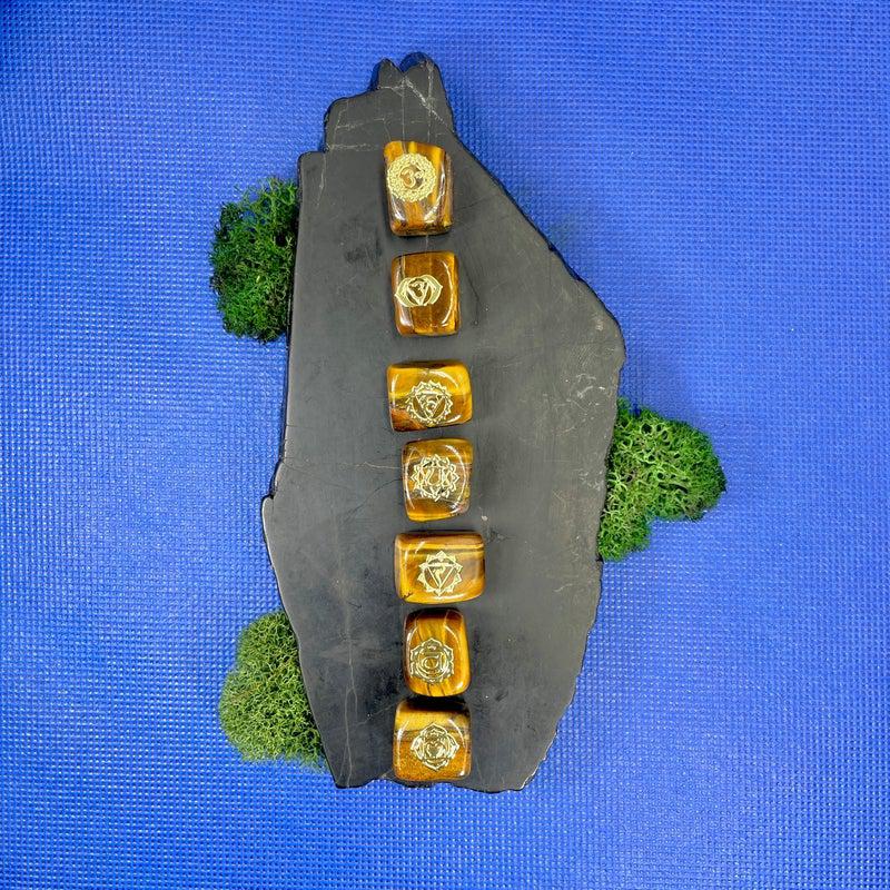 Gold Plated Chakra Symbols Stone Set | Chakra Beginners, Reiki Healers-Nature's Treasures