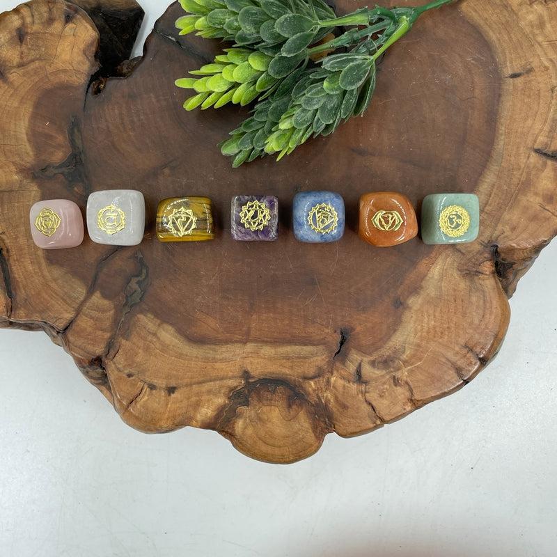 Gold Plated Chakra Symbols Stone Set | Chakra Beginners, Reiki Healers-Nature's Treasures